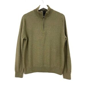 J. Crew Slim Fit 100% Merino Wool Half Zip Sweater in Olive Green